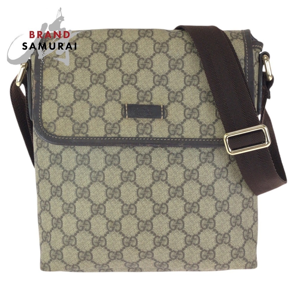 GUCCI beige brown shoulder bag messenger GG Supreme canvas leather
